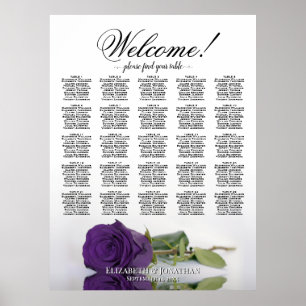 Póster Gráfico de Asientos de Mesa Real Violeta Rosa Eleg