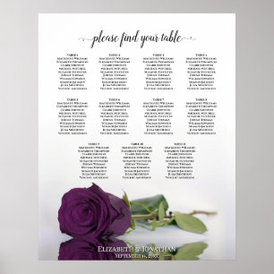 Póster Gráfico de Asientos de Mesa Rosa Púrpura Ciruela R