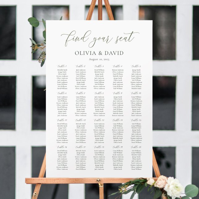 Póster Gráfico de Asientos de Mesa Script Verde Salvia 20 (Subido por el creador)