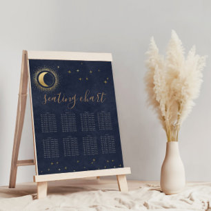 Póster Gráfico de asientos de oro azul celestial de media