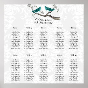 Póster Gráfico de asientos de pájaros de amor forestal ve