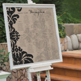 Póster Gráfico de Asientos de Papel Marrón con Damasco Ne