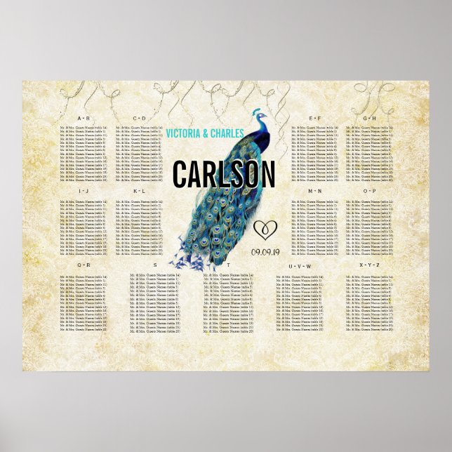 Póster Gráfico de asientos de pavo real moderno (Frente)