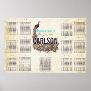 Póster Gráfico de asientos de pavo real moderno