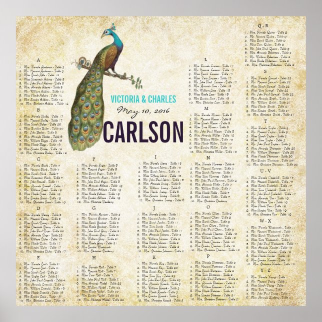 Póster Gráfico de asientos de pavo real moderno de la Mar (Frente)