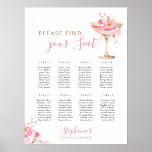 Póster Gráfico de Asientos de Prosecco de Pétalo Rosa Ele