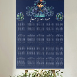 Póster Gráfico de asientos de Quinceañera de estilo azul 