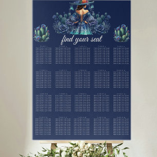 Póster Gráfico de asientos de Quinceañera de estilo azul 