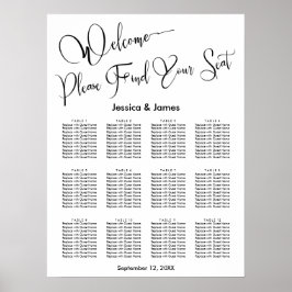 Póster Gráfico de Asientos de Recepción de Boda con Letra