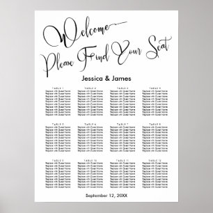 Póster Gráfico de Asientos de Recepción de Boda con Letra