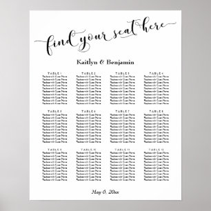 Póster Gráfico de Asientos de Recepción de Boda con Tipog