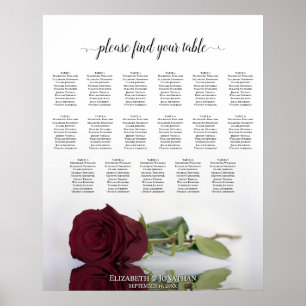 Póster Gráfico de Asientos de Rosa Burgundy Elegante de 1