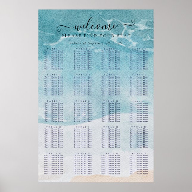 Póster Gráfico de asientos de Summer Blue Beach (Frente)