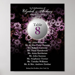 Póster Gráfico de asientos de tabla boda Imprimir floral