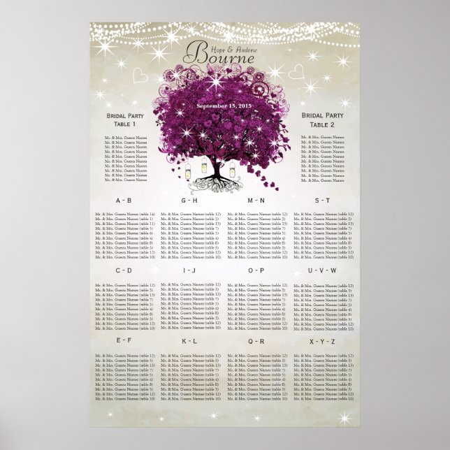 Póster Gráfico de Asientos del Árbol de Hoja de Corazón P (Frente)