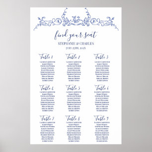Póster Gráfico de asientos del Boda azul victoriano