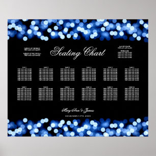 Póster Gráfico de asientos del boda Blue Hollywood Glam