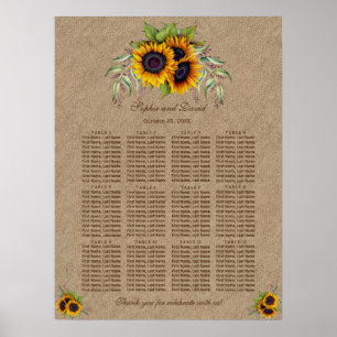 Póster Gráfico de asientos del Boda Burla de girasoles ac