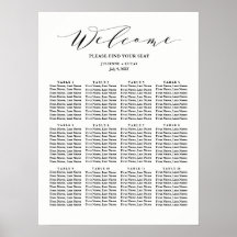 Gráfico de asientos del Boda de caligrafía | Negro