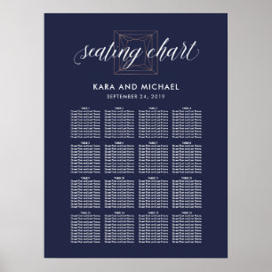 Póster Gráfico de asientos del Boda de diamantes azul osc