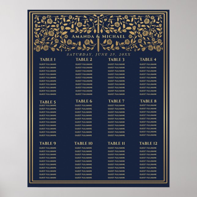 Póster Gráfico de asientos del Boda de espada medieval az (Frente)