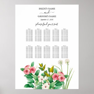 Póster Gráfico de asientos del Boda de flores silvestres