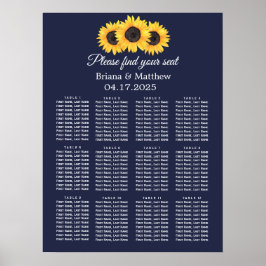Póster Gráfico de asientos del Boda de girasol País Azul