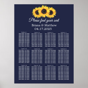 Póster Gráfico de asientos del Boda de girasol País Azul