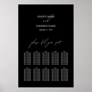 Póster Gráfico de asientos del Boda de guiones blancos ne