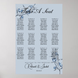 Póster Gráfico de asientos del Boda de mesa 24 de Blue Fl