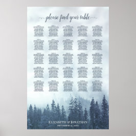 Póster Gráfico de asientos del Boda de mesa 25 Blue Pine