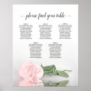 Póster Gráfico de asientos del Boda de mesa de la rosa ro