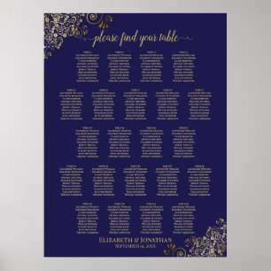 Póster Gráfico de asientos del Boda de mesa Lacy Gold 22