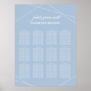 Póster Gráfico de asientos del Boda de peones azul con po