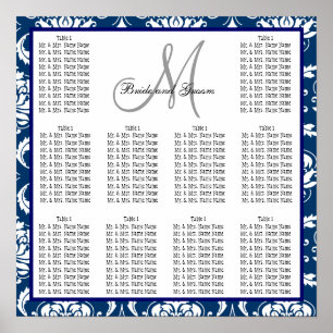 Póster Gráfico de asientos del Boda de plantilla Damask N