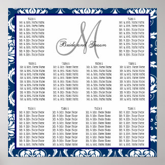 Póster Gráfico de asientos del Boda de plantilla Damask N