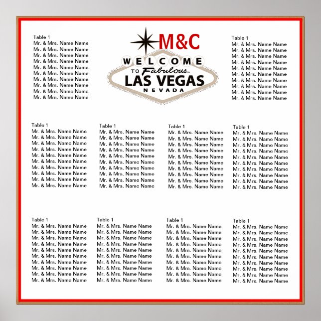 Póster Gráfico de asientos del Boda de Sepia Las Vegas (Frente)