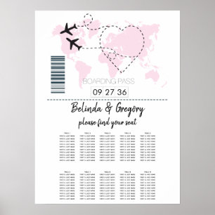 Póster Gráfico de asientos del Boda de tarjetas de embarq