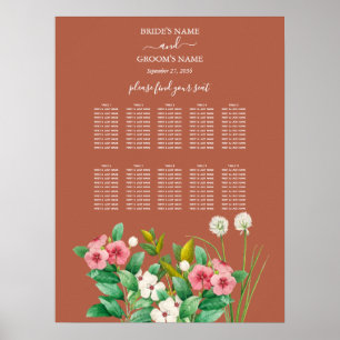 Póster Gráfico de asientos del Boda de Terracotta Naranja