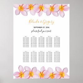 Póster Gráfico de asientos del Boda del Plumeria rosa Fra