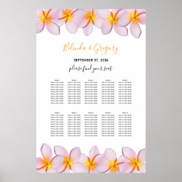 Póster Gráfico de asientos del Boda del Plumeria rosa Fra