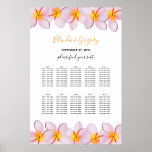 Póster Gráfico de asientos del Boda del Plumeria rosa Fra