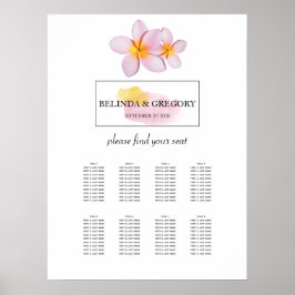 Póster Gráfico de asientos del Boda del Plumeria Tropical