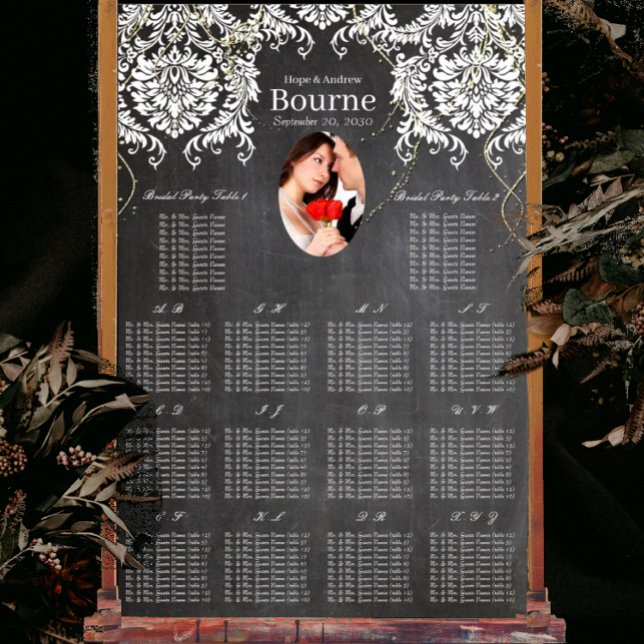 Póster Gráfico de asientos del Boda fotográfico del damas (To see frame pricing, please enter your frame and mat options.)