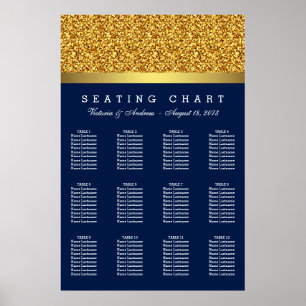 Póster Gráfico de asientos del Boda Royal Blue Gold