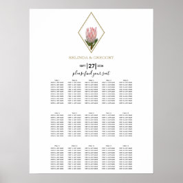 Póster Gráfico de asientos del Boda Rustic King Protea