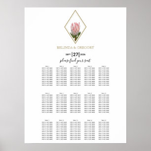 Póster Gráfico de asientos del Boda Rustic King Protea