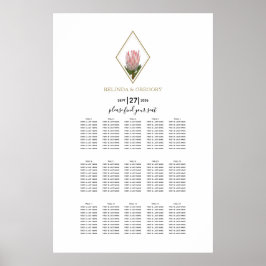 Póster Gráfico de asientos del Boda Rustic King Protea