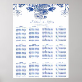 Póster Gráfico de asientos del patrón de China floral azu