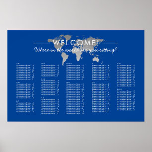 Póster Gráfico de asientos del tema del mapa del mundo de
